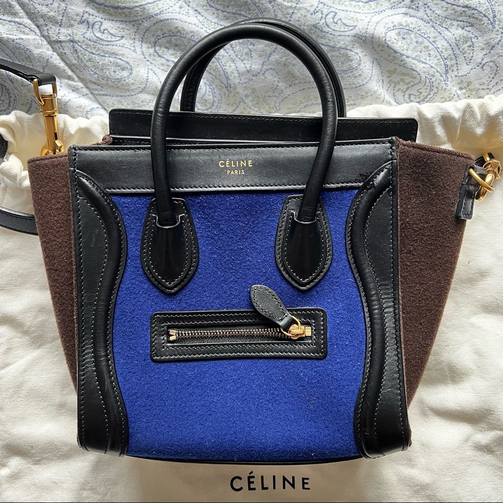 CÉLINE Nano Luggage, Tri-color, Suede